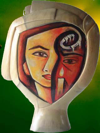 Designed after a Jugendstil mirror in paint a reflection of woman and man